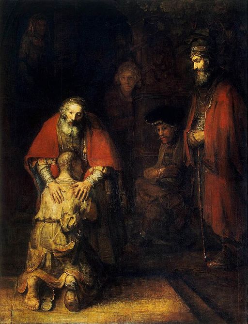 afb 12    De terugkeer van de verloren zoon (Rembrandt ong 1668, Public domain, via Wikimedia Commons)